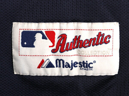 USA製 ブレーブス ベースボール シャツ メンズ M / 古着 MLB オフィシャル マジェスティック 大リーグ ユニフォーム ゲームシャツ メッシュ