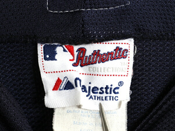 USA製 ブレーブス ベースボール シャツ メンズ M / 古着 MLB オフィシャル マジェスティック 大リーグ ユニフォーム ゲームシャツ メッシュ