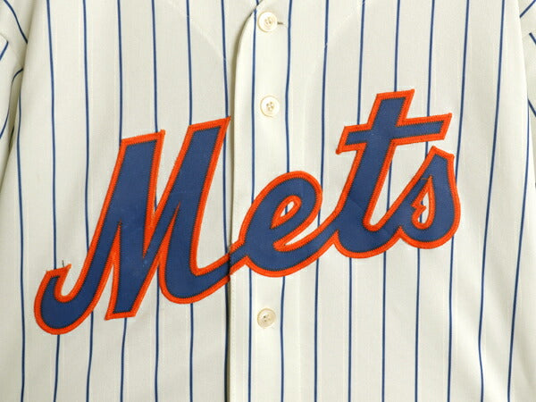 メッツ ベースボール シャツ メンズ L 程/ MLB オフィシャル マジェスティック 大リーグ ユニフォーム ゲームシャツ ストライプ ジャージ