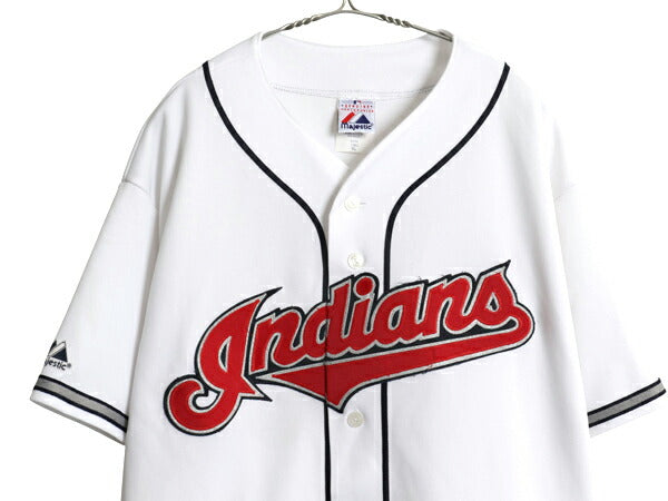 USA製 インディアンズ ベースボール シャツ メンズ XL / MLB オフィシャル マジェスティック 大リーグ ユニフォーム 大きいサイズ ジャージ