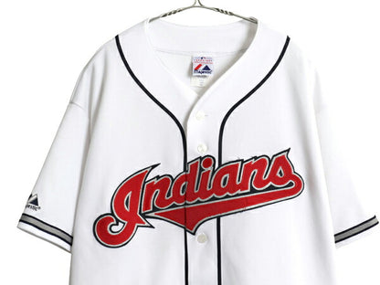 USA製 インディアンズ ベースボール シャツ メンズ XL / MLB オフィシャル マジェスティック 大リーグ ユニフォーム 大きいサイズ ジャージ