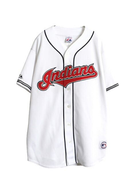 USA製 インディアンズ ベースボール シャツ メンズ XL / MLB オフィシャル マジェスティック 大リーグ ユニフォーム 大きいサイズ ジャージ