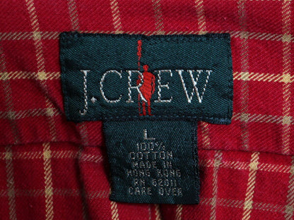 90s ジェイクルー チェック ボタンダウン シャツ メンズ L オールド J CREW 旧タグ ヘビーウェイト コットン マルチカラー BD ポケット付き