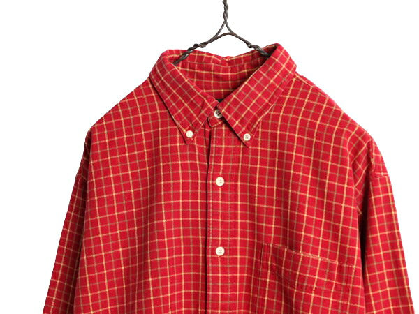 90s ジェイクルー チェック ボタンダウン シャツ メンズ L オールド J CREW 旧タグ ヘビーウェイト コットン マルチカラー BD ポケット付き