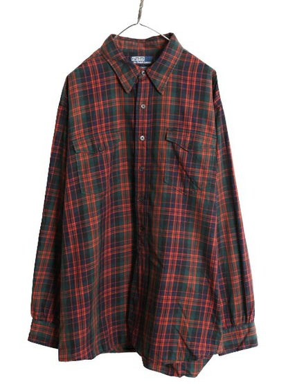 00s ポロ ラルフローレン チェック 長袖 シャツ メンズ XXL / オールド 長袖シャツ コットン ワーク 大きいサイズ マルチカラー ポニー無し