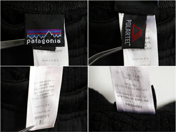 00s 05年製 USA製 パタゴニア 裏 フリース ストレッチ パンツ レディース M / 00年代 オールド patagonia アウトドア インナー レギンス 黒