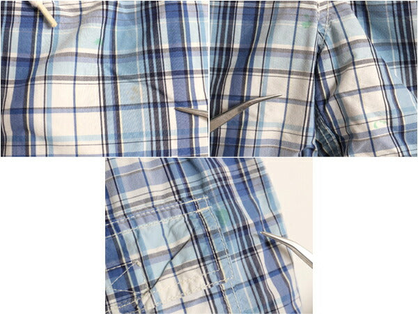 90s ポロ ラルフローレン チェック ショートパンツ メンズ XL 90年代 オールド スイム ショーツ 水陸両用 ナイロン コットン 短パン 海パン