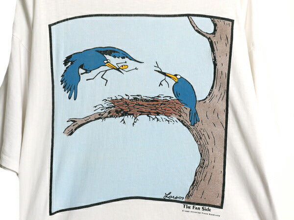 80s ジョーク アート イラスト プリント 半袖 Tシャツ メンズ L 程/ ヴィンテージ シングルステッチ ヘビーウェイト クルーネック ホワイト