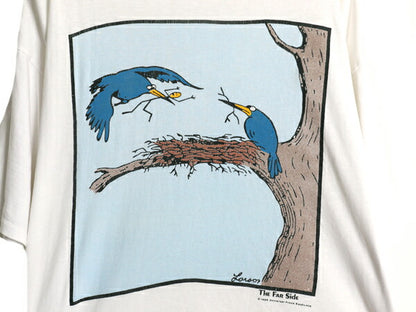 80s ジョーク アート イラスト プリント 半袖 Tシャツ メンズ L 程/ ヴィンテージ シングルステッチ ヘビーウェイト クルーネック ホワイト