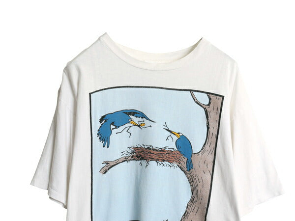 80s ジョーク アート イラスト プリント 半袖 Tシャツ メンズ L 程/ ヴィンテージ シングルステッチ ヘビーウェイト クルーネック ホワイト