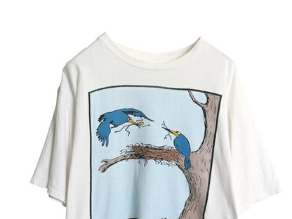 80s ジョーク アート イラスト プリント 半袖 Tシャツ メンズ L 程/ ヴィンテージ シングルステッチ ヘビーウェイト クルーネック ホワイト