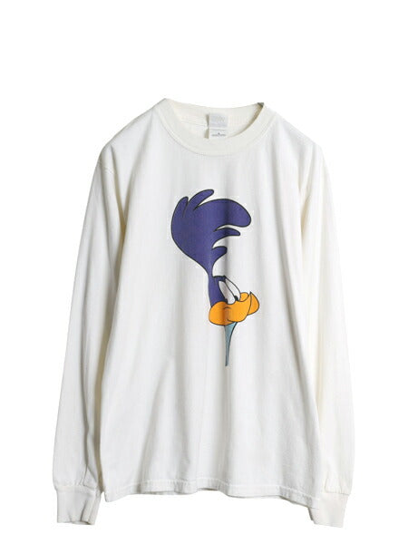 00s ワーナー ロードランナー 両面 プリント 長袖 Tシャツ メンズ M オールド ロンT オフィシャル キャラクター 企業物 ヘビーウェイト 白