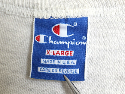 80s USA製 チャンピオン 3段 カレッジ フットボール プリント 半袖 Tシャツ メンズ XL / ヴィンテージ シングルステッチ ヘビーウェイト 灰