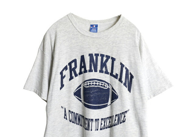 80s USA製 チャンピオン 3段 カレッジ フットボール プリント 半袖 Tシャツ メンズ XL / ヴィンテージ シングルステッチ ヘビーウェイト 灰