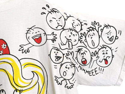 90s FREEZE キャラクター プリント 半袖 Tシャツ メンズ レディース L / オールド イラスト グラフィック シングルステッチ メッセージ 白