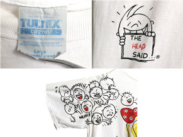 90s FREEZE キャラクター プリント 半袖 Tシャツ メンズ レディース L / オールド イラスト グラフィック シングルステッチ メッセージ 白