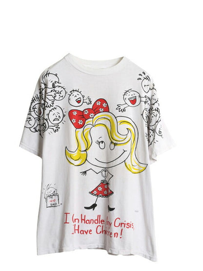90s FREEZE キャラクター プリント 半袖 Tシャツ メンズ レディース L / オールド イラスト グラフィック シングルステッチ メッセージ 白