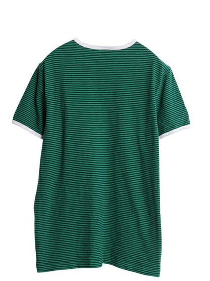 ブルックスブラザーズ ヘンリーネック リンガー ボーダー Tシャツ メンズ M / 半袖Tシャツ ワンポイント ヘビーウェイト コットン ツートン