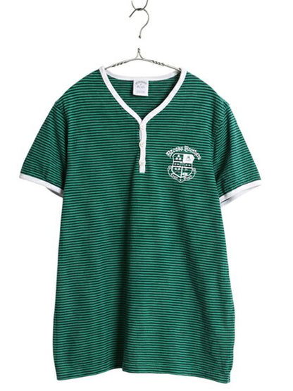 ブルックスブラザーズ ヘンリーネック リンガー ボーダー Tシャツ メンズ M / 半袖Tシャツ ワンポイント ヘビーウェイト コットン ツートン