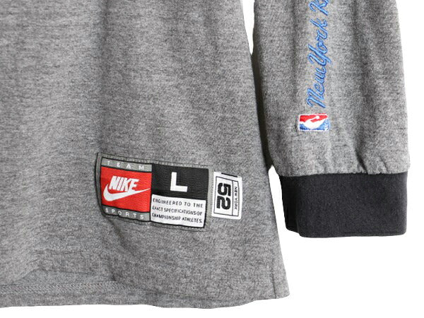 00s NBA オフィシャル ナイキ ニックス 長袖 Tシャツ メンズ L 00年代 オールド NIKE センター スモール スウッシュ ヘビーウェイト バスケ