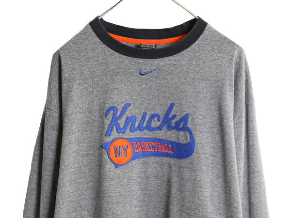 00s NBA オフィシャル ナイキ ニックス 長袖 Tシャツ メンズ L 00年代 オールド NIKE センター スモール スウッシュ ヘビーウェイト バスケ