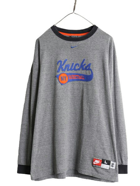 00s NBA オフィシャル ナイキ ニックス 長袖 Tシャツ メンズ L 00年代 オールド NIKE センター スモール スウッシュ ヘビーウェイト バスケ