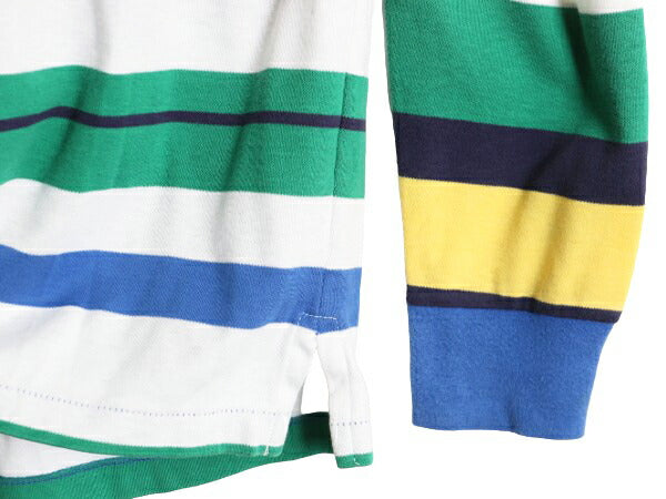 90s USA製 ポロ ラルフローレン タートルネック ボーダー 長袖 Tシャツ メンズ L / オールド スムース 素材 ヘビーウェイト ワンポイント