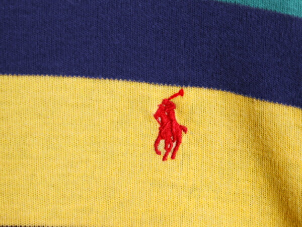 90s USA製 ポロ ラルフローレン タートルネック ボーダー 長袖 Tシャツ メンズ L / オールド スムース 素材 ヘビーウェイト ワンポイント