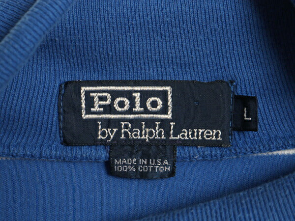 90s USA製 ポロ ラルフローレン タートルネック ボーダー 長袖 Tシャツ メンズ L / オールド スムース 素材 ヘビーウェイト ワンポイント