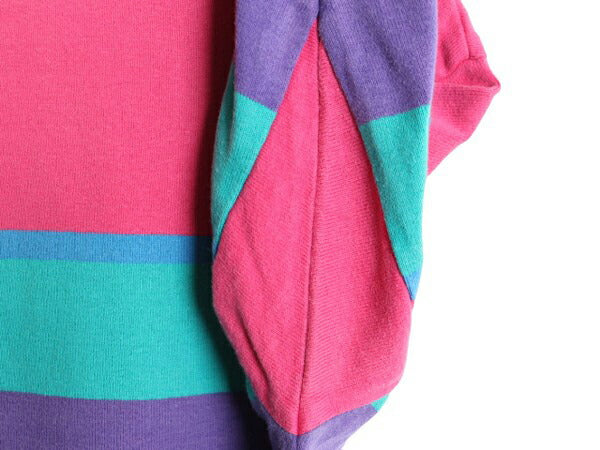 80s USA製 エルエルビーン タートルネック ボーダー 長袖 Tシャツ レディース L / ヴィンテージ LLBEAN ラガーシャツ 素材 ヘビーウェイト