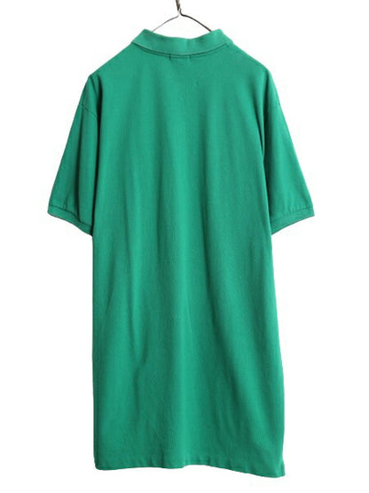 90s ジェイクルー 鹿の子 半袖 ポロシャツ メンズ XL / オールド J CREW 旧タグ コットン 半袖シャツ 大きいサイズ シンプル 無地 グリーン