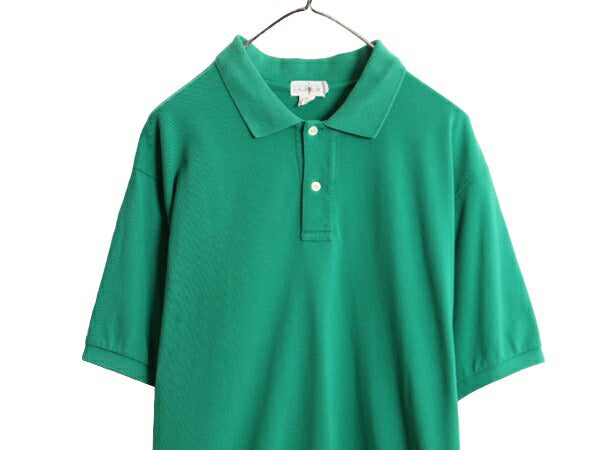 90s ジェイクルー 鹿の子 半袖 ポロシャツ メンズ XL / オールド J CREW 旧タグ コットン 半袖シャツ 大きいサイズ シンプル 無地 グリーン
