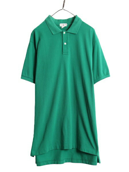 90s ジェイクルー 鹿の子 半袖 ポロシャツ メンズ XL / オールド J CREW 旧タグ コットン 半袖シャツ 大きいサイズ シンプル 無地 グリーン