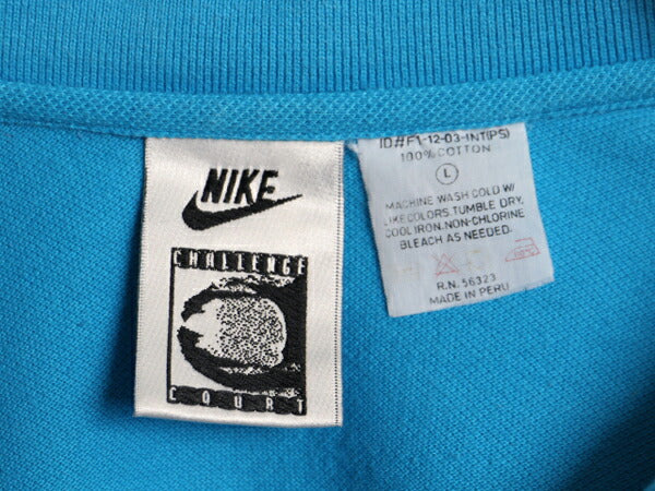 90s NIKE CHALLENGE COURT 鹿の子 半袖 ポロシャツ メンズ L / 古着 90年代 オールド ナイキ 半袖シャツ コットン ワンポイント スウッシュ