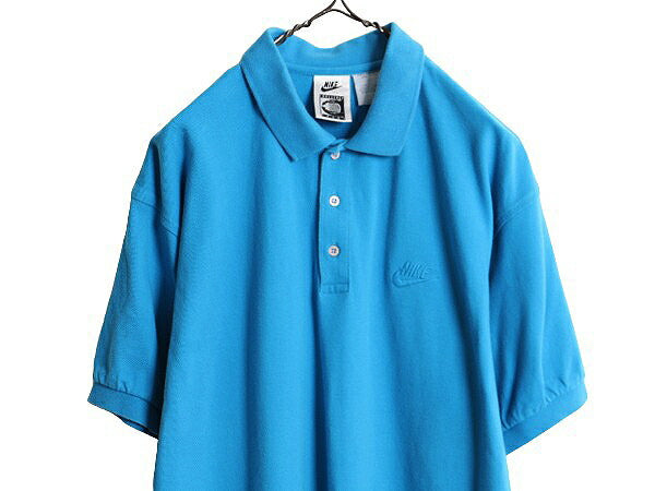 90s NIKE CHALLENGE COURT 鹿の子 半袖 ポロシャツ メンズ L / 古着 90年代 オールド ナイキ 半袖シャツ コットン ワンポイント スウッシュ