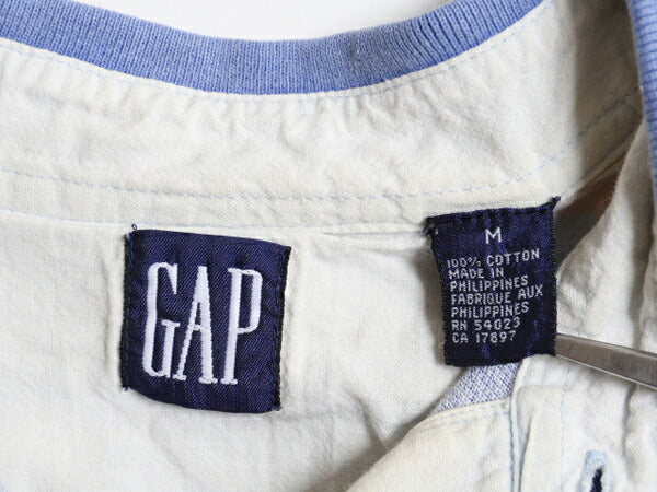 90s OLD GAP ボーダー 鹿の子 半袖 ポロシャツ メンズ M 90年代 オールド ギャップ 半袖シャツ コットン 旧タグ ヘビーウェイト ツートーン