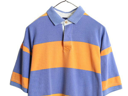 90s OLD GAP ボーダー 鹿の子 半袖 ポロシャツ メンズ M 90年代 オールド ギャップ 半袖シャツ コットン 旧タグ ヘビーウェイト ツートーン