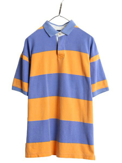90s OLD GAP ボーダー 鹿の子 半袖 ポロシャツ メンズ M 90年代 オールド ギャップ 半袖シャツ コットン 旧タグ ヘビーウェイト ツートーン