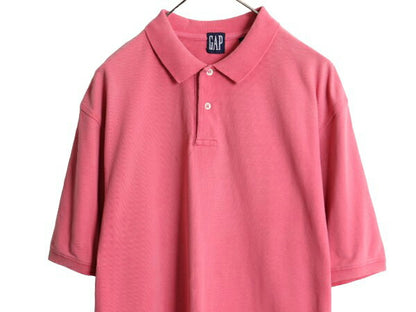 90s OLD GAP 無地 鹿の子 半袖 ポロシャツ メンズ XL 古着 90年代 オールド ギャップ 半袖シャツ 旧タグ カノコ コットン シンプル ピンク
