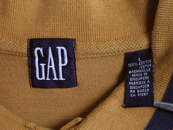 90s OLD GAP 鹿の子 半袖 ポロシャツ メンズ L 古着 90年代 オールド ギャップ 無地 半袖シャツ 旧タグ カノコ コットン シンプル ブラウン