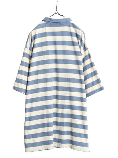 90s OLD GAP ボーダー 半袖 ポロシャツ メンズ L 古着 90年代 オールド ギャップ 半袖シャツ 旧タグ スムース素材 ツートーン ポケット付き