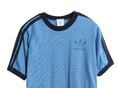 70s アディダス 3ライン トレフォイル プリント 半袖 リンガー Tシャツ メンズ M 小さめ S 程 ヴィンテージ ワンポイント シングルステッチ