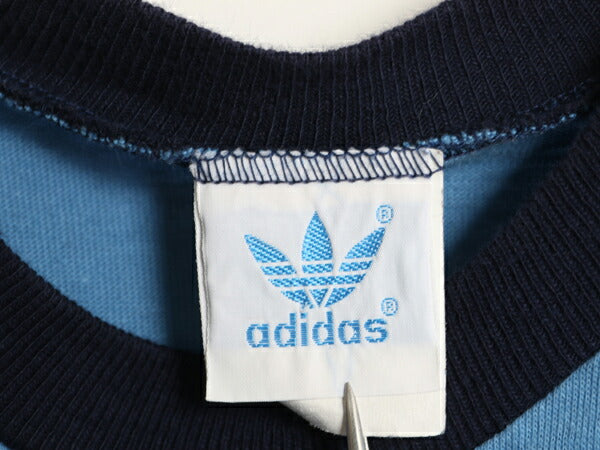 70s アディダス 3ライン トレフォイル プリント 半袖 リンガー Tシャツ メンズ M 小さめ S 程 ヴィンテージ ワンポイント シングルステッチ
