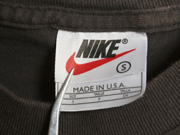 90s USA製 ナイキ ACG プリント 半袖 Tシャツ メンズ S / オールド スウッシュ ヘビーウェイト コットン ワンポイント カットソー ブラック