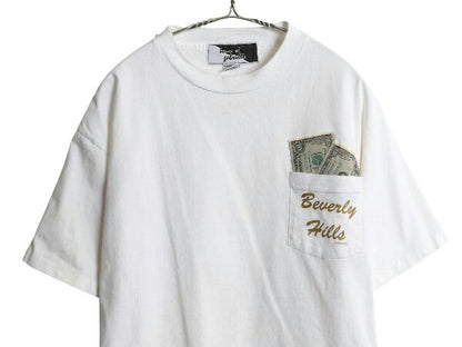 90s USA製 ポケット付き ギミック プリント Tシャツ メンズ L / オールド 100ドル 紙幣 ヘビーウェイト カットソー ポケT シングルステッチ
