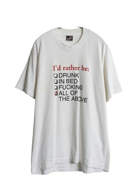 90s USA製 ジョーク メッセージ プリント Tシャツ メンズ L 古着 オールド シングルステッチ カットソー シンプル フルーツオブザルーム 白