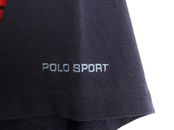 00s ポロスポーツ ラルフローレン 鹿の子 半袖 ポロシャツ メンズ XL オールド ポロ コットン カットソー ツートン ボーダー 大きいサイズ