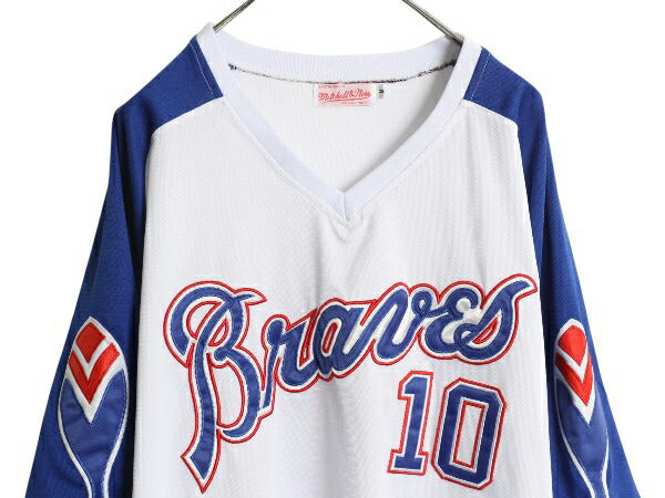 ブレーブス ベースボール シャツ メンズ M / MLB オフィシャル ミッチェルアンドネス 大リーグ ユニフォーム プルオーバー 半袖シャツ 復刻