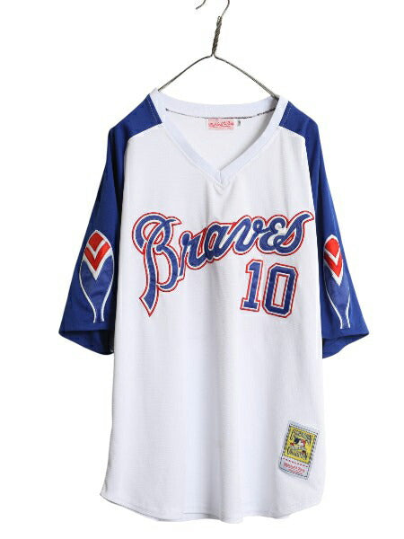 ブレーブス ベースボール シャツ メンズ M / MLB オフィシャル ミッチェルアンドネス 大リーグ ユニフォーム プルオーバー 半袖シャツ 復刻