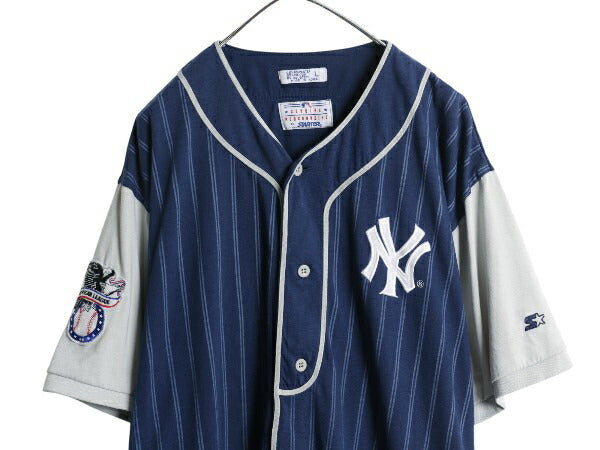 90s ヤンキース ベースボール シャツ メンズ L / オールド MLB オフィシャル スターター 大リーグ ユニフォーム 半袖シャツ ヘビーウェイト